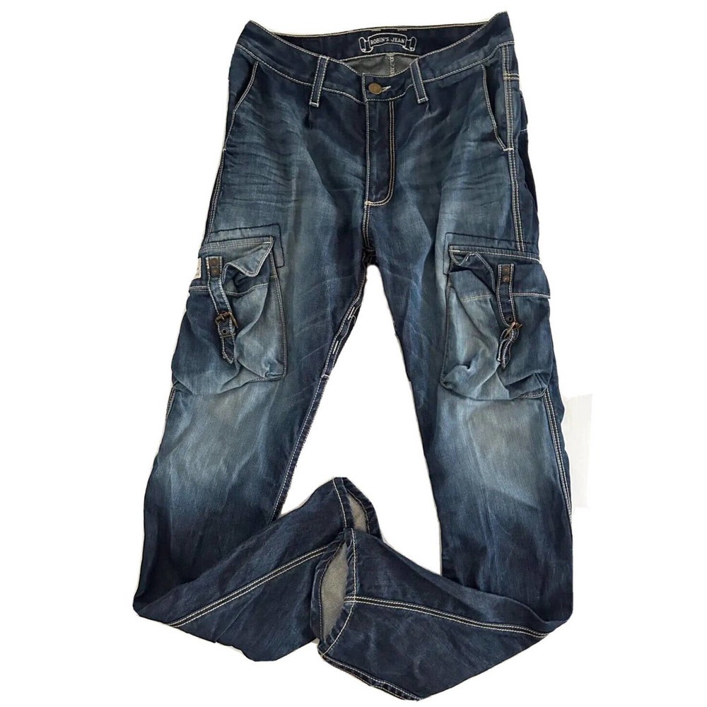 Robin's Jeans | Men's Y2k Slim Leg Belt Looped Predator Cargo Denim Size 30